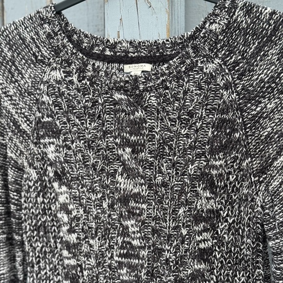 Sonoma Sweaters - Sonoma Cable Knit Sweater Women’s XS X-Small Black and White Crew Style